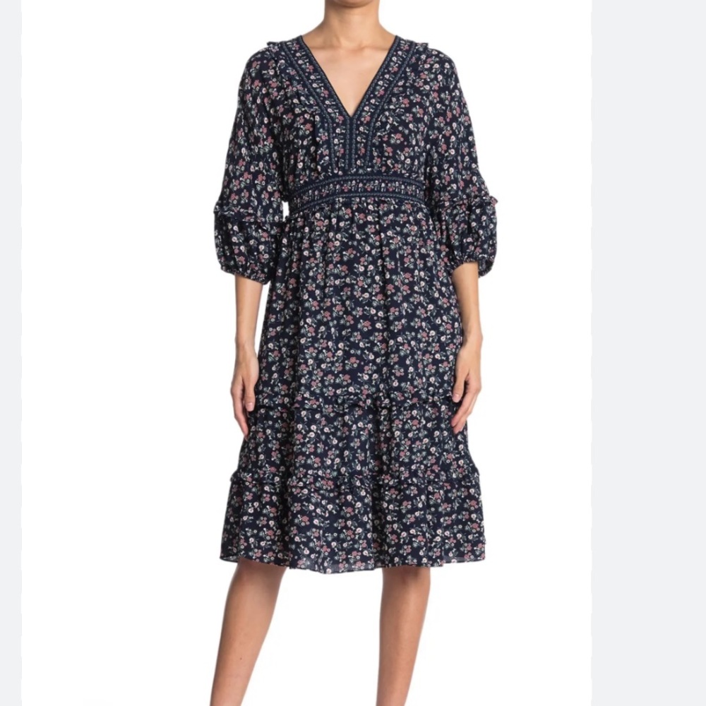 Blue V-Neck Dress